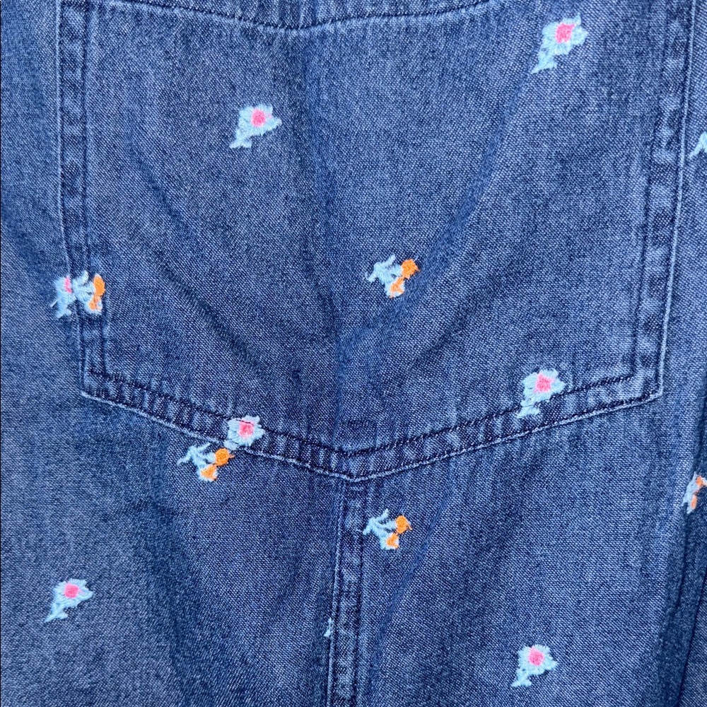 Aerie Denim Floral Romper Overall | 100% Cotton | Women’s L - Picture 4 of 11